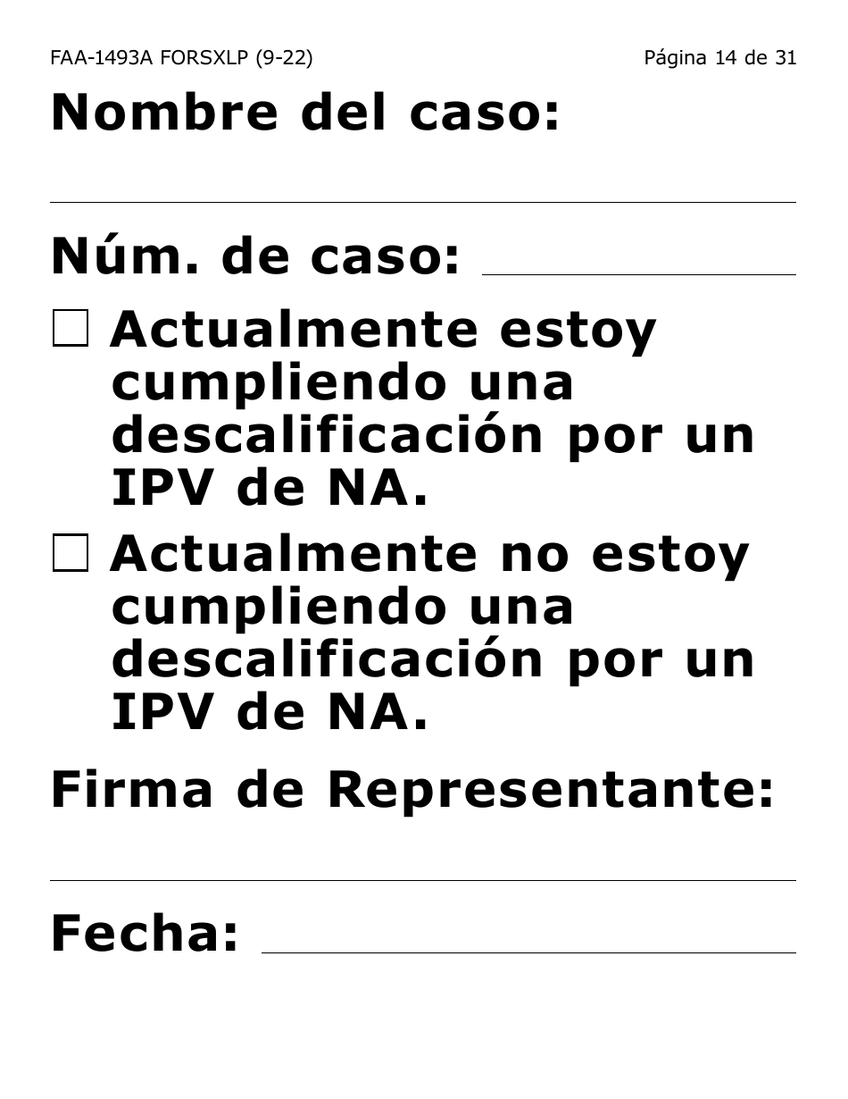 Formulario FAA-1493A-SXLP Solicitud De Representante Autorizado(A) - Letra Extra Grande - Arizona (Spanish), Page 14