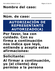 Formulario FAA-1493A-SXLP Solicitud De Representante Autorizado(A) - Letra Extra Grande - Arizona (Spanish), Page 15