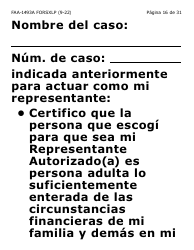 Formulario FAA-1493A-SXLP Solicitud De Representante Autorizado(A) - Letra Extra Grande - Arizona (Spanish), Page 16