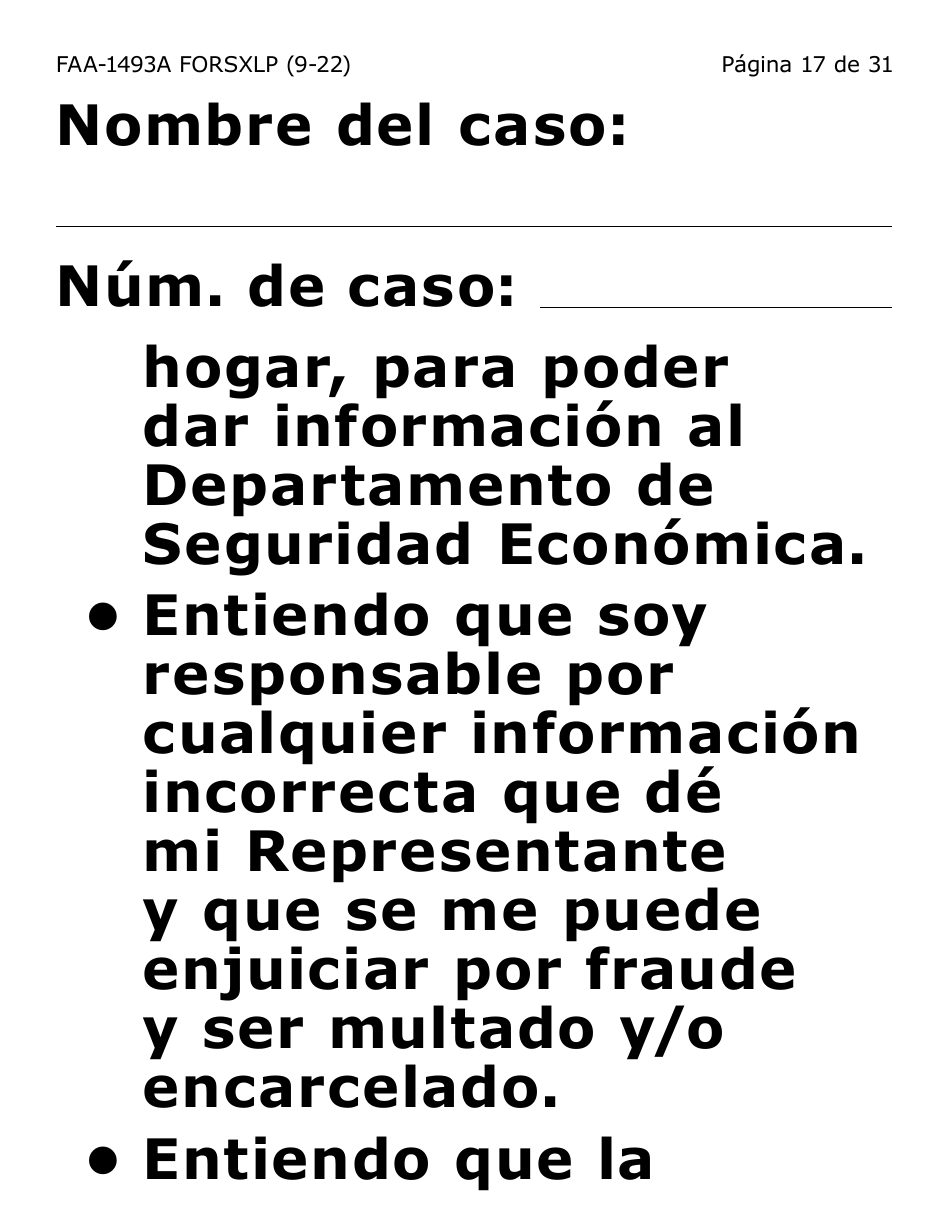 Formulario FAA-1493A-SXLP Solicitud De Representante Autorizado(A) - Letra Extra Grande - Arizona (Spanish), Page 17