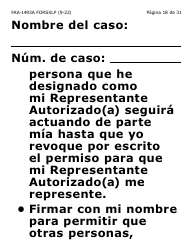 Formulario FAA-1493A-SXLP Solicitud De Representante Autorizado(A) - Letra Extra Grande - Arizona (Spanish), Page 18