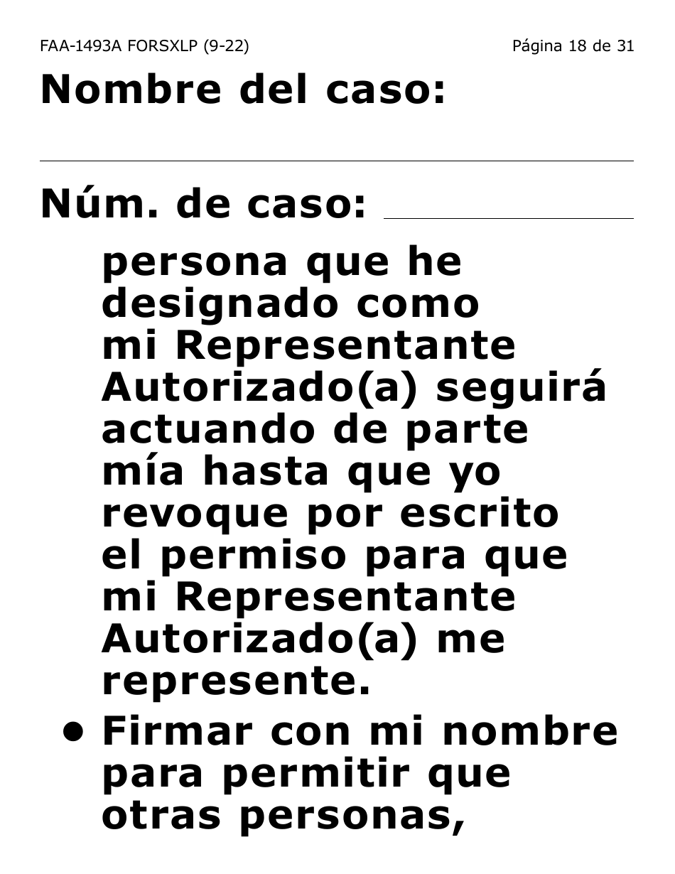 Formulario FAA-1493A-SXLP Solicitud De Representante Autorizado(A) - Letra Extra Grande - Arizona (Spanish), Page 18