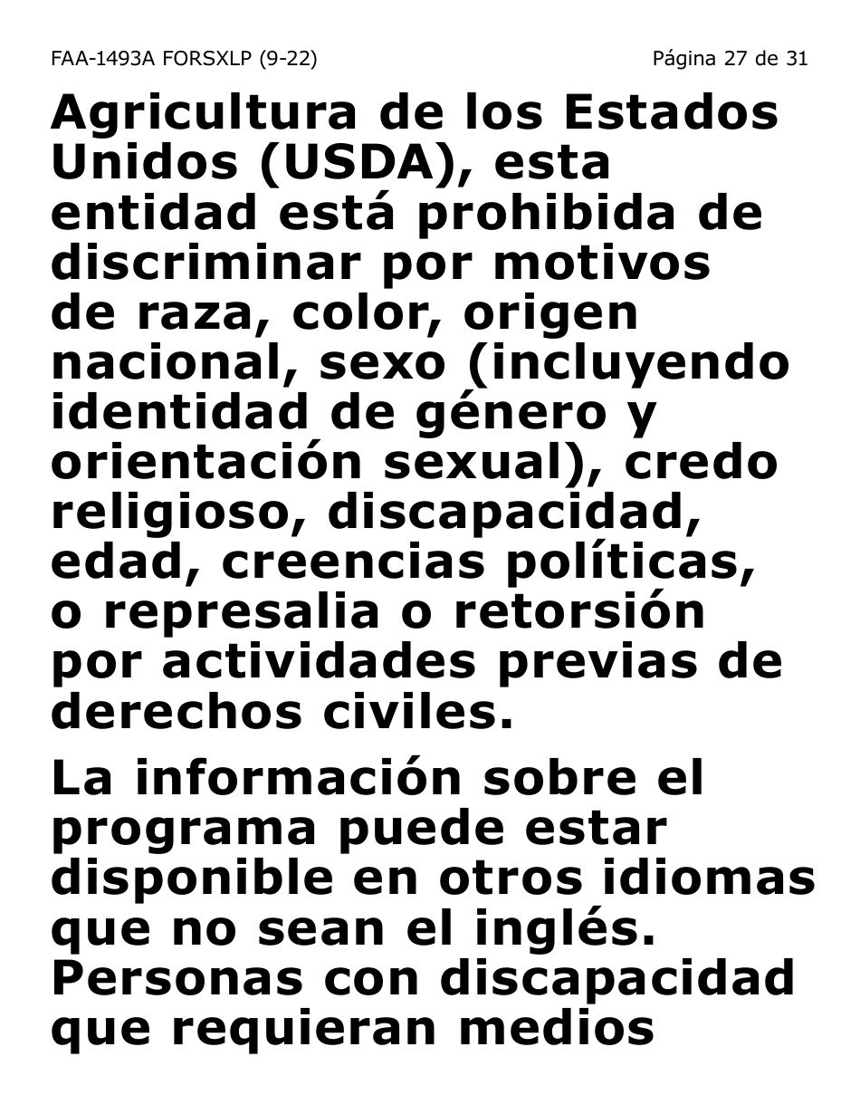 Formulario FAA-1493A-SXLP Solicitud De Representante Autorizado(A) - Letra Extra Grande - Arizona (Spanish), Page 27