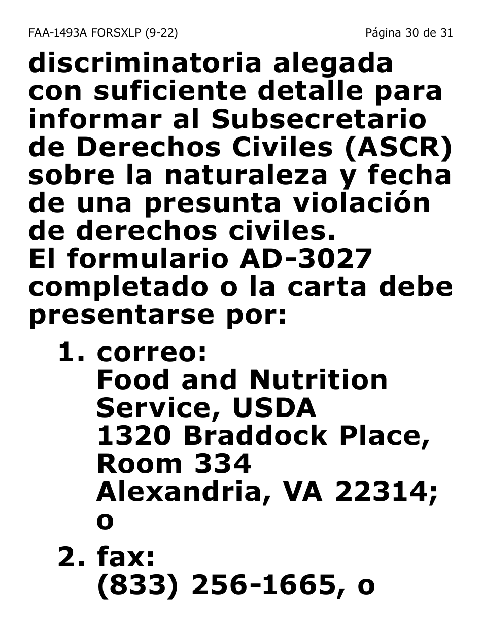 Formulario FAA-1493A-SXLP Solicitud De Representante Autorizado(A) - Letra Extra Grande - Arizona (Spanish), Page 30