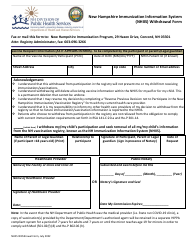 Document preview: New Hampshire Immunization Information System (Nhiis) Withdrawal Form - New Hampshire