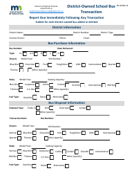 Form ED-00186-15 District-Owned School Bus Transaction - Minnesota