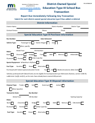 Document preview: Form ED-02388-06 District-Owned Special Education Type Iii School Bus Transaction - Minnesota