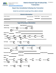 Document preview: Form ED-01658-13 District-Owned Type Iii School Bus Transaction - Minnesota