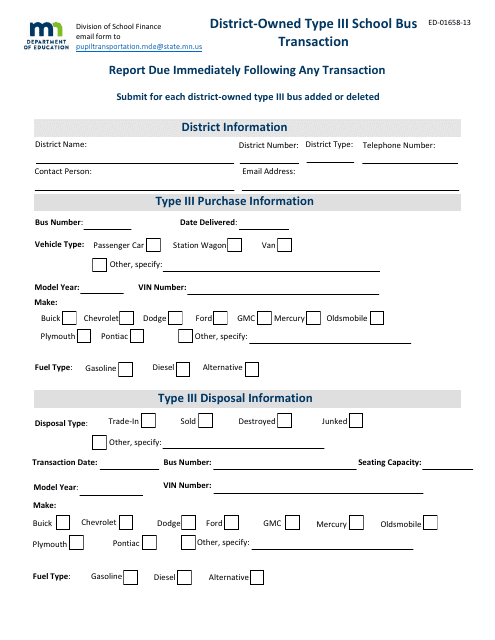Form ED-01658-13  Printable Pdf