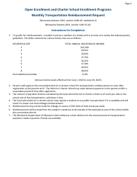 Form ED-01876-23 Monthly Transportation Reimbursement Request - Open Enrollment and Charter School Enrollment Programs - Minnesota, Page 2