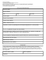 Form TTD/FTB-006 Application for Safe Passage of Noncompliant Equipment Traveling in California - California