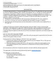 Form TTD/FTB-006 Application for Safe Passage of Noncompliant Equipment Traveling in California - California, Page 2