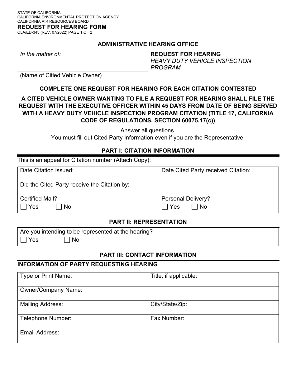 Form OLA/ED-345 - Fill Out, Sign Online and Download Fillable PDF ...