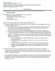 Form TTD/FTB-015 Annual Mobile Catering Company Exemption Application for Transport Refrigeration Units - California, Page 2