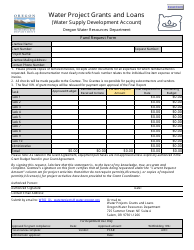 Document preview: Fund Request Form - Water Project Grants and Loans - Oregon