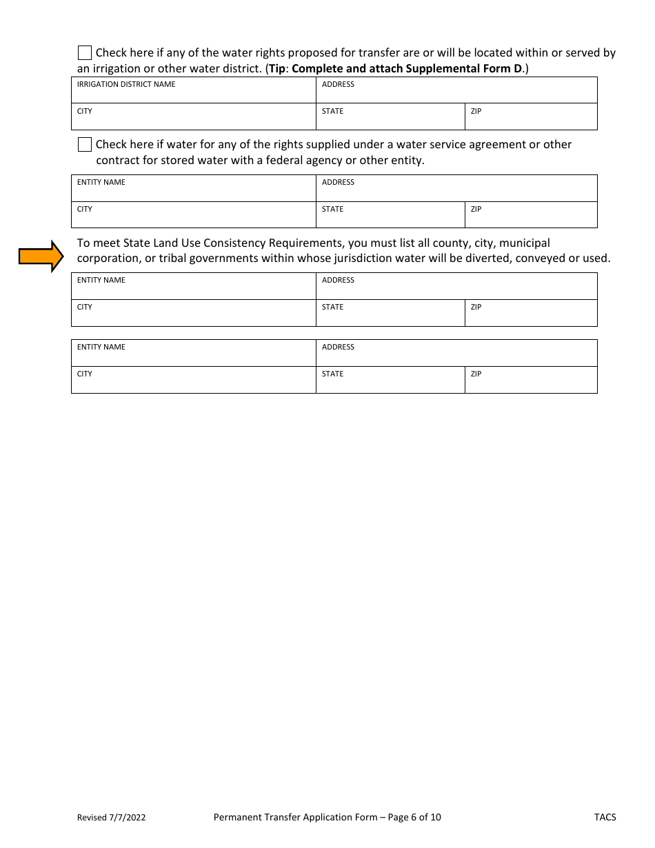 Application for Permanent Water Right Transfer - Oregon, Page 6