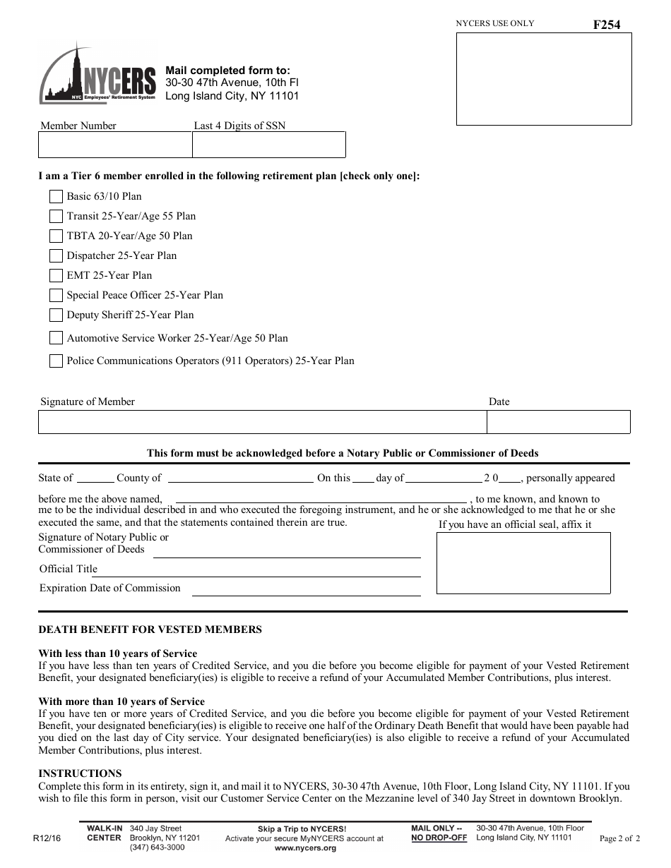 Form F254 Fill Out Sign Online And Download Printable Pdf New York City Templateroller 2359