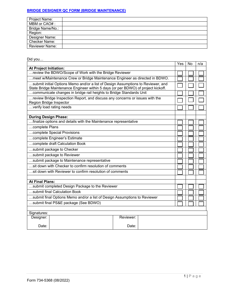 Form 734-5368 - Fill Out, Sign Online and Download Fillable PDF, Oregon ...