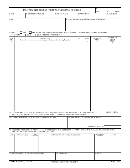 DD Form 448  Printable Pdf