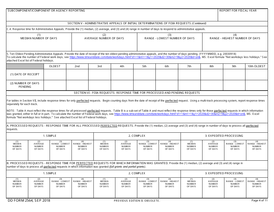 DD Form 2564 Annual Freedom of Information Act Report, Page 4