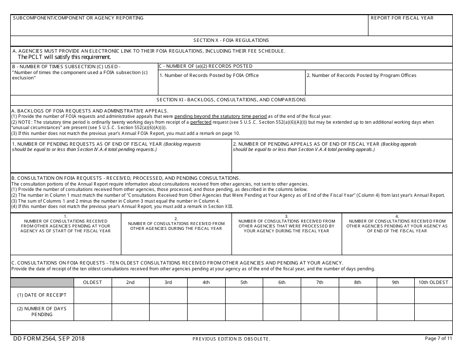 DD Form 2564 Annual Freedom of Information Act Report, Page 7