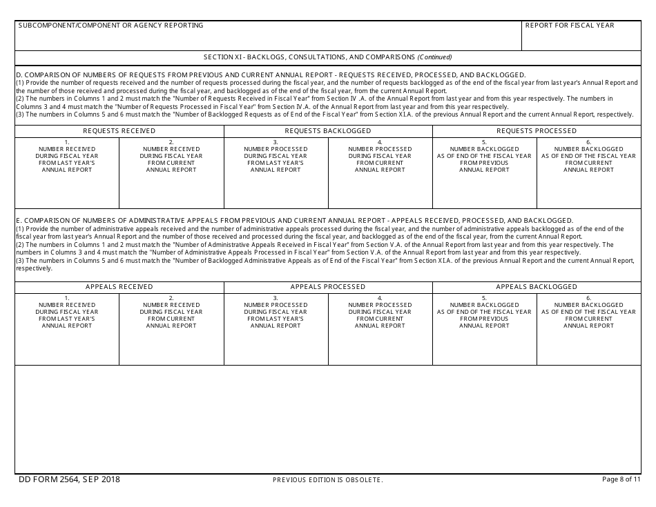 DD Form 2564 Annual Freedom of Information Act Report, Page 8