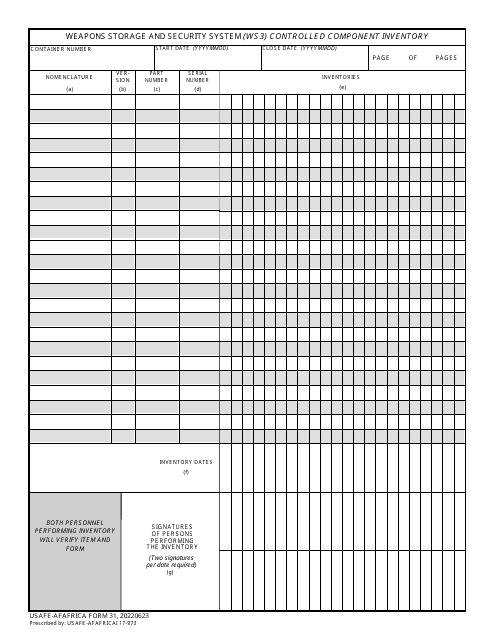 USAFE-AFAFRICA Form 31  Printable Pdf
