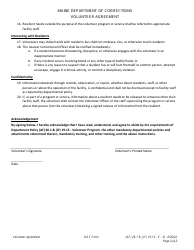 Volunteer Agreement - Maine, Page 2