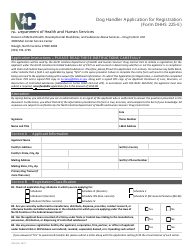 Document preview: Form DHHS225-E Dog Handler Application for Registration - North Carolina