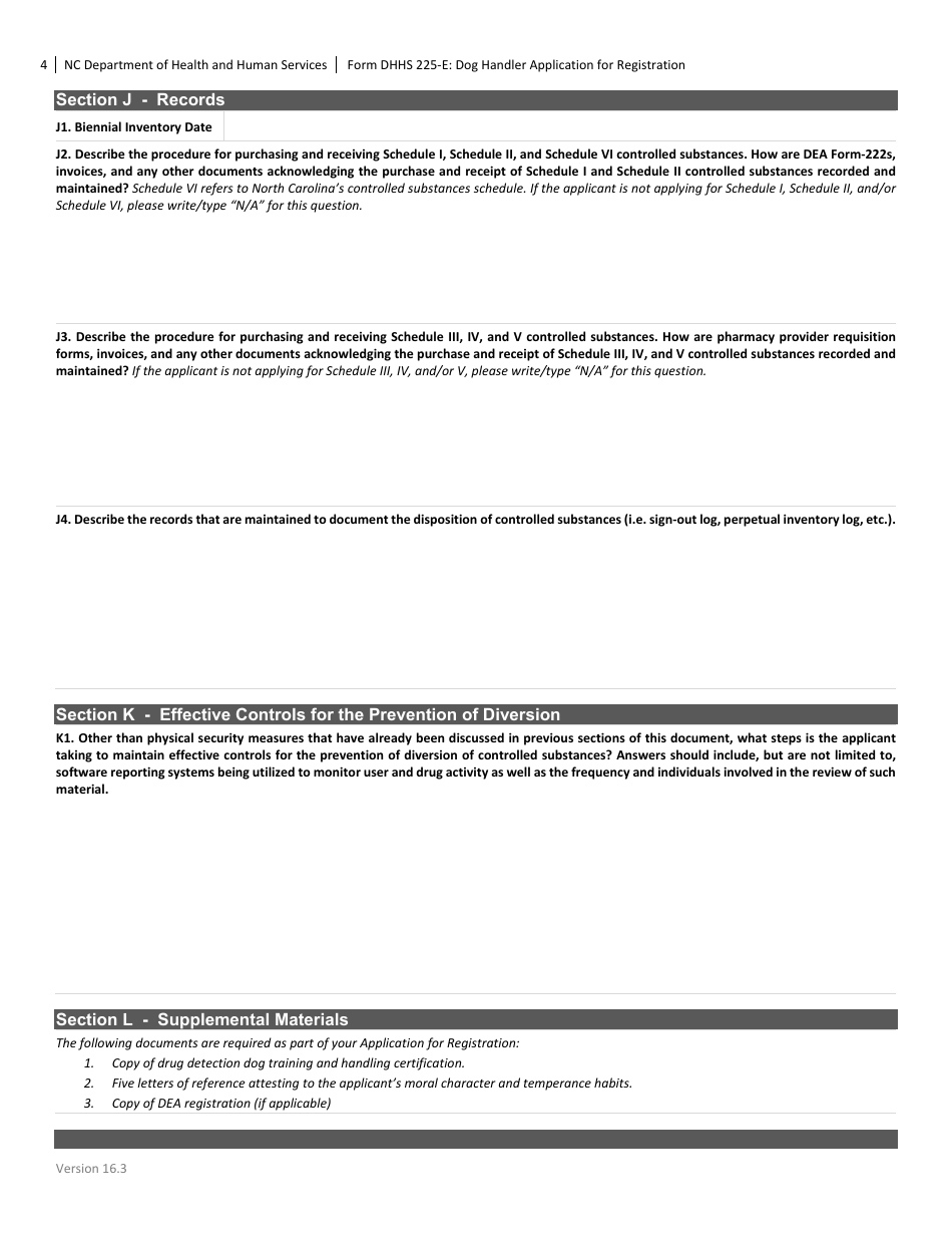 Form DHHS225-E Dog Handler Application for Registration - North Carolina, Page 4