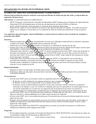 Formulario DCSS0909 SPA Declaracion Voluntaria De Paternidad (Vdop) - Sample - California (Spanish), Page 4