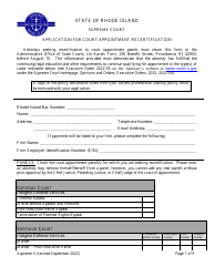Form Supreme-3 Application for Court Appointment Recertification - Rhode Island