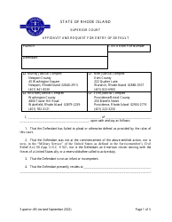 Document preview: Form Superior-49 Affidavit and Request for Entry of Default - Rhode Island