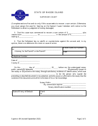 Form Superior-49 Affidavit and Request for Entry of Default - Rhode Island, Page 2