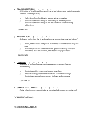 Classroom Observation Report of Faculty by Peer, Page 2