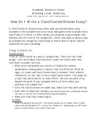 Document preview: How Do I Write a Classification/Division Essay? - Wheeling Jesuit Universit