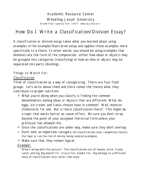 How Do I Write a Classification/Division Essay? - Wheeling Jesuit Universit