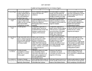 Student Writing Assessment Template for Art History Papers, Page 2