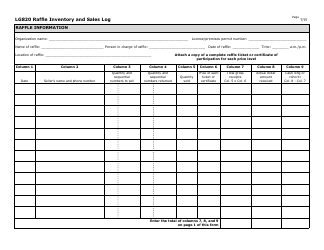 Form LG820 Raffle Inventory and Sales Log - Minnesota, Page 2