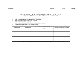 &quot;Weekly Emergency Equipment Maintenance Log Template&quot;