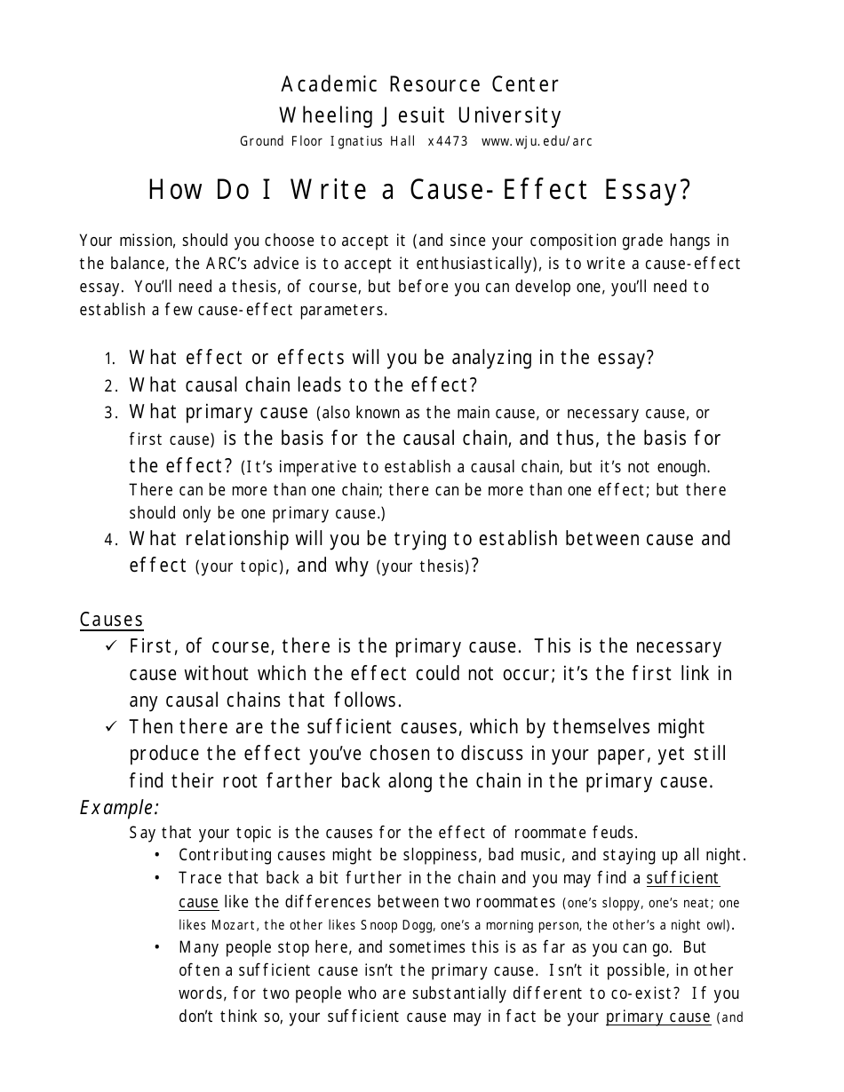 write a cause and effect essay