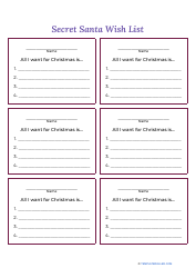 Document preview: Secret Santa Wish List Template - Violet and Black