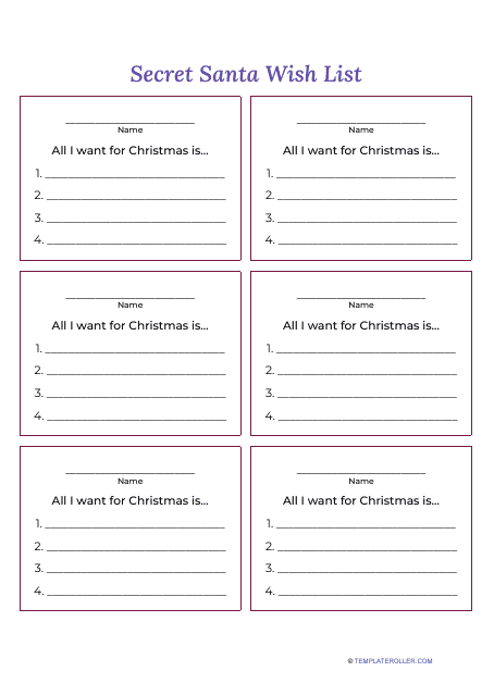 Secret Santa Wish List Template Printable Secret Santa Wish List Template Printable