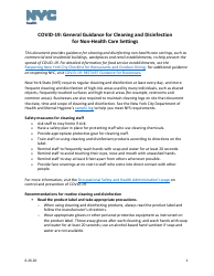 Covid-19: general Guidance for Cleaning and Disinfection for non-Health Care Settings - New York City