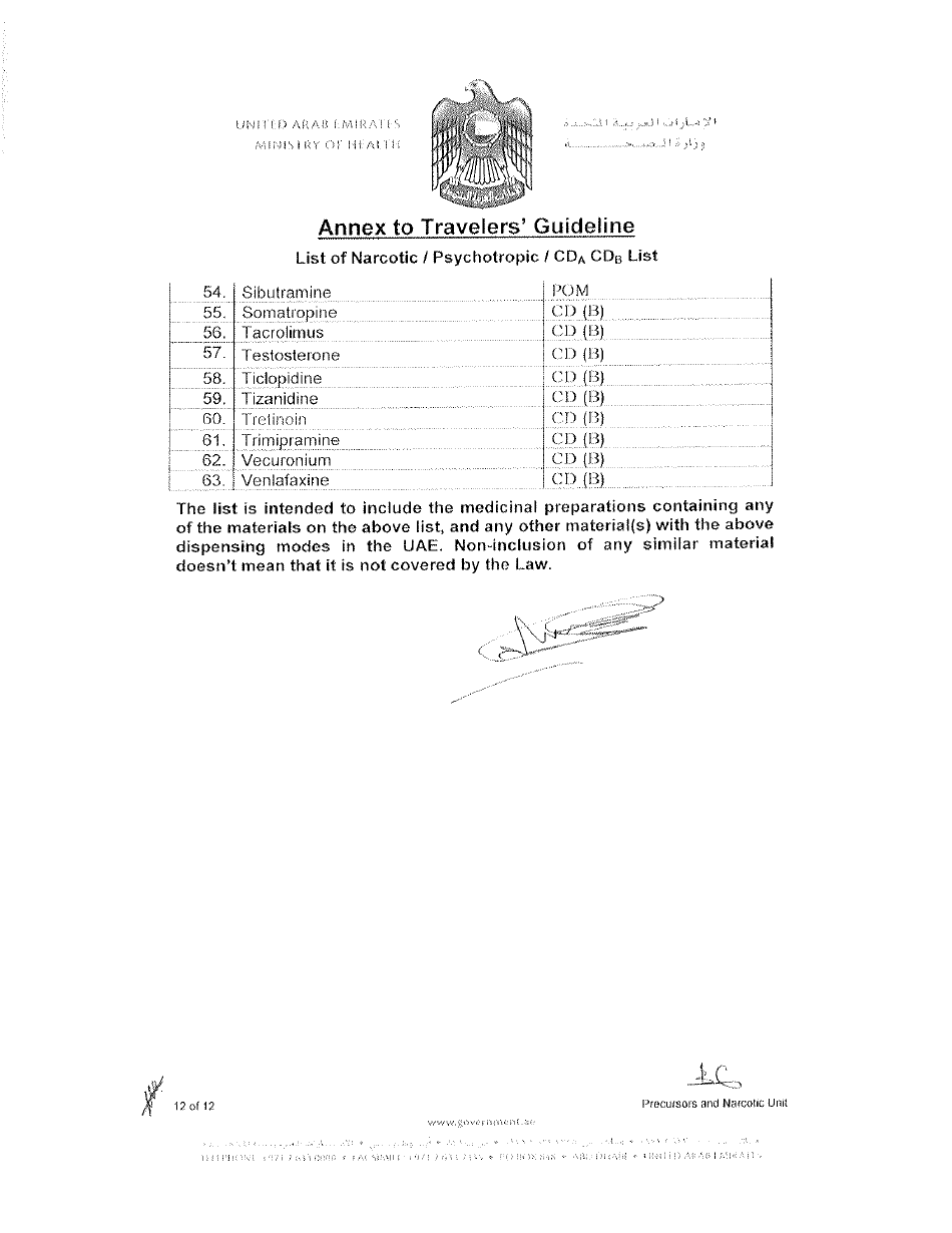 Guidelines for Carrying of Personal Medicines With Travelers in to the United Arab Emirates - United Arab Emirates, Page 15