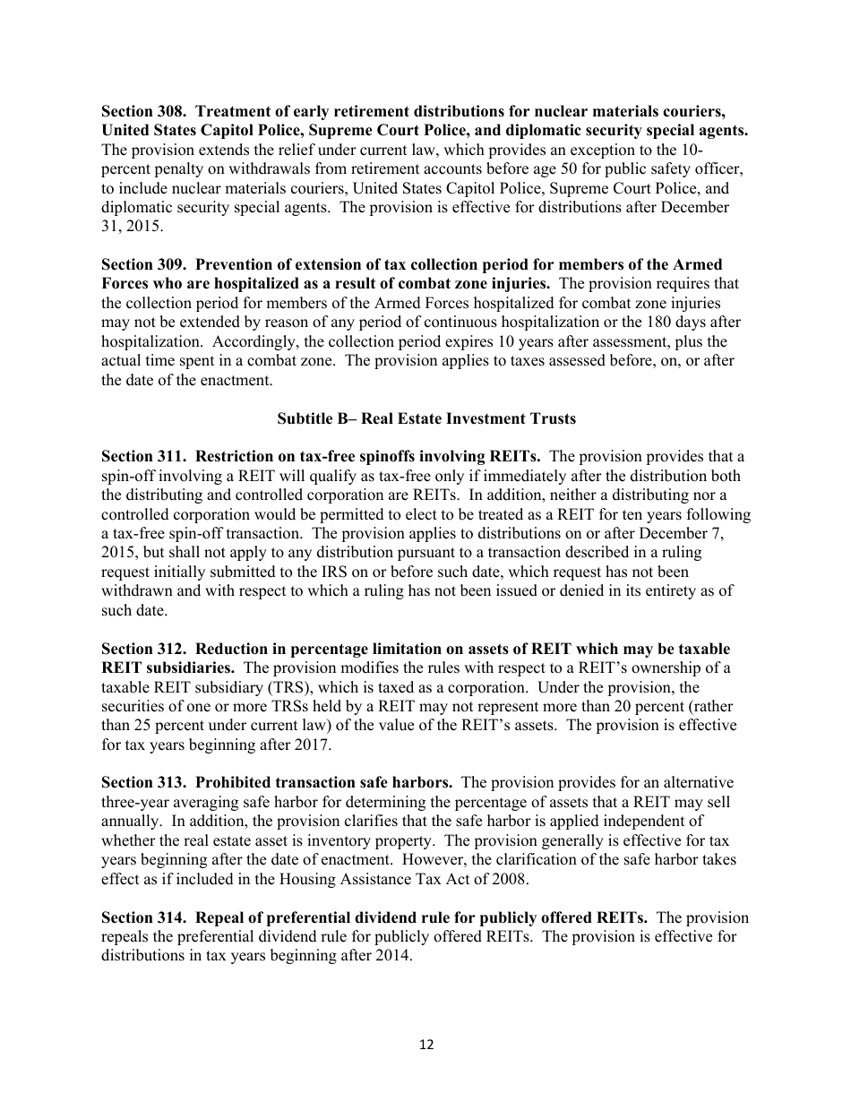 Section-By-Section Summary of the Proposed protecting Americans From Tax Hikes Act of 2015, Page 12