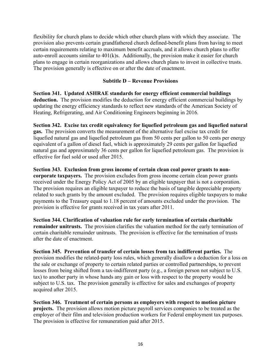 Section-By-Section Summary of the Proposed protecting Americans From Tax Hikes Act of 2015, Page 16