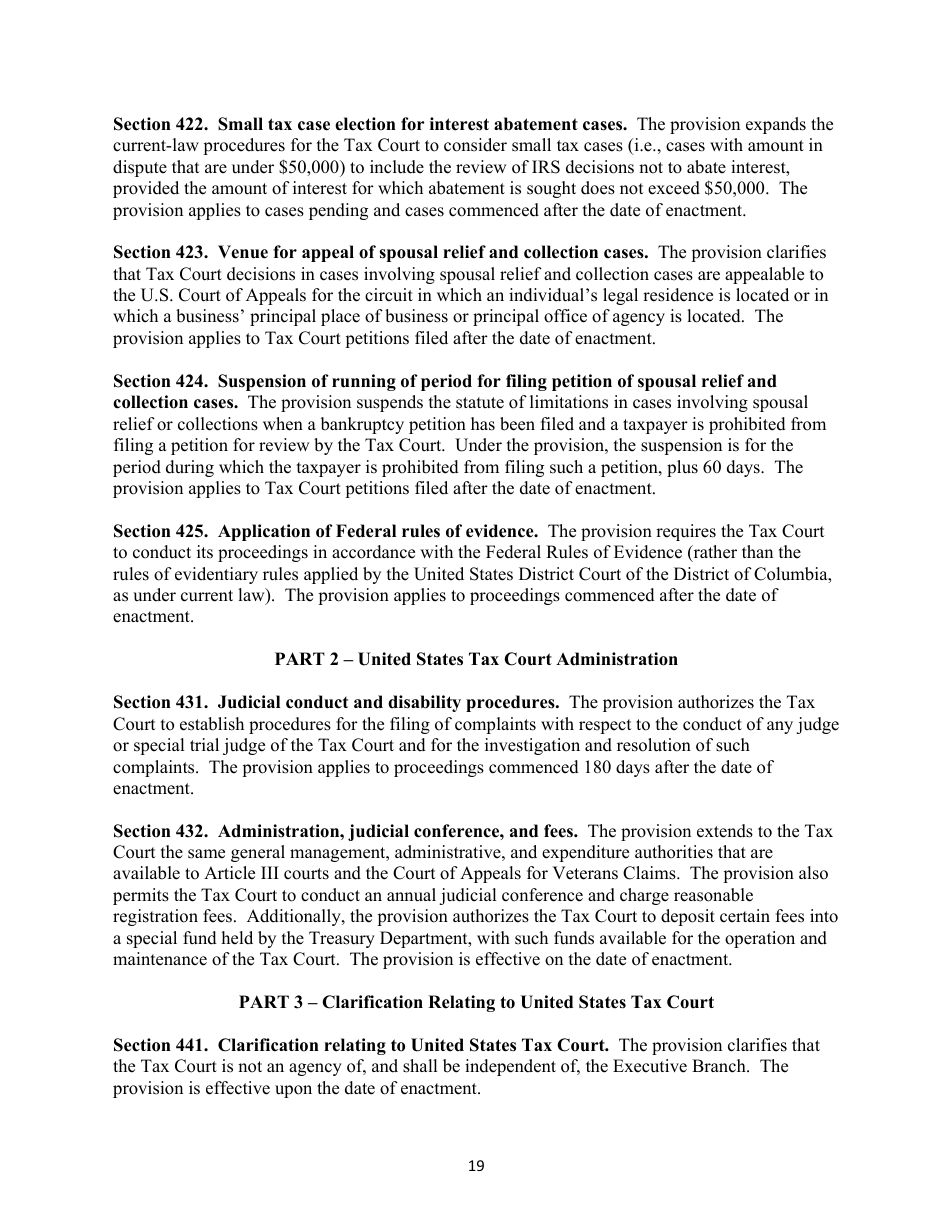 Section-By-Section Summary of the Proposed protecting Americans From Tax Hikes Act of 2015, Page 19