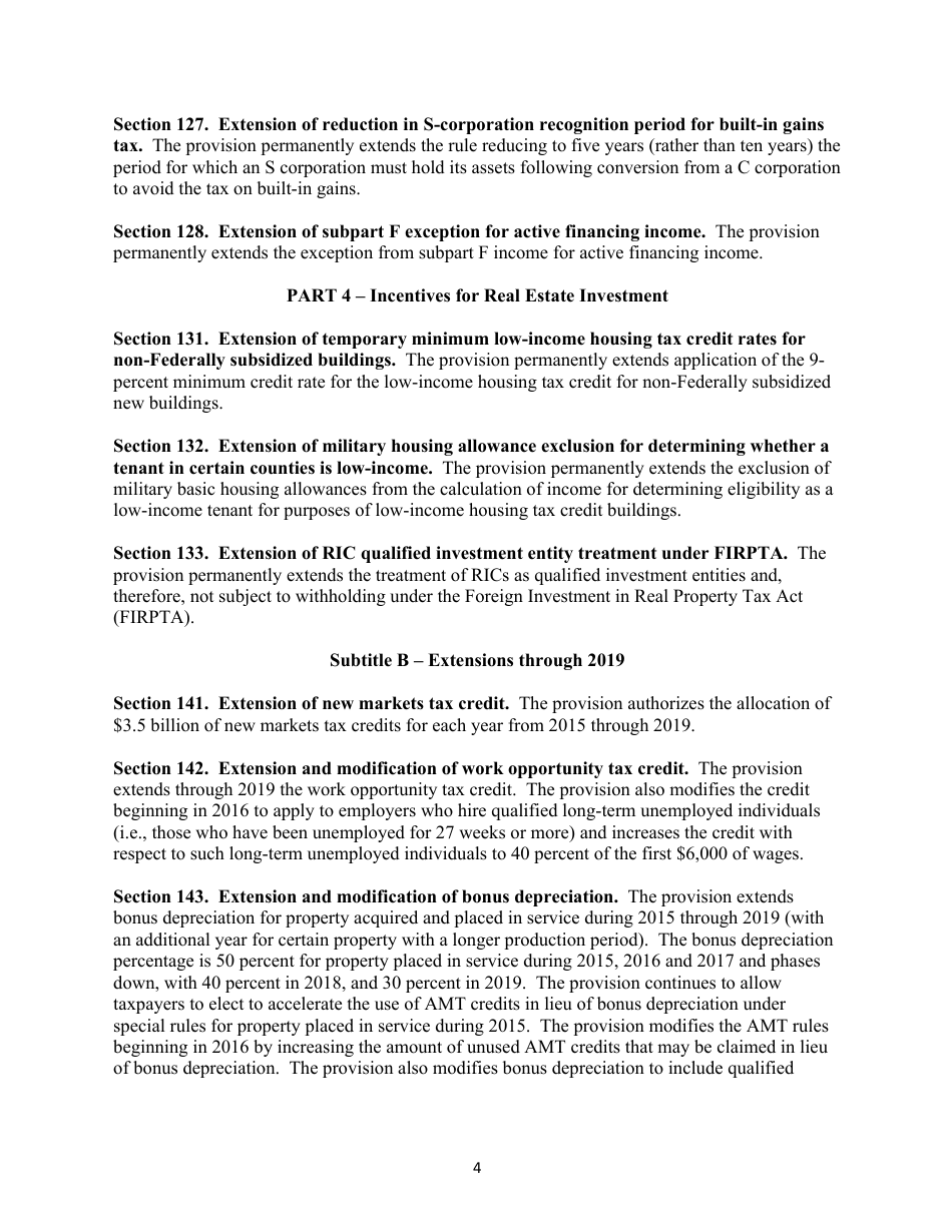 Section-By-Section Summary of the Proposed protecting Americans From Tax Hikes Act of 2015, Page 4