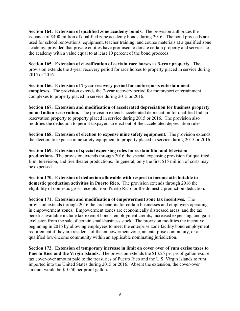 Section-By-Section Summary of the Proposed protecting Americans From Tax Hikes Act of 2015, Page 6